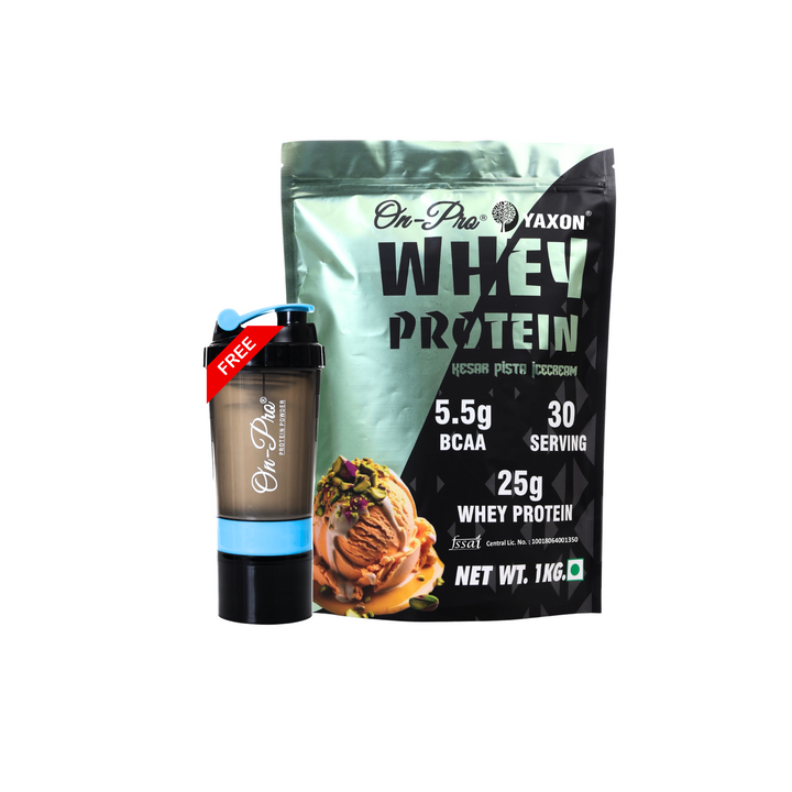 ONPRO WHEY PROTEIN 1KG POUCH (KESAR PISTA ICE CREAM FLAVOUR)