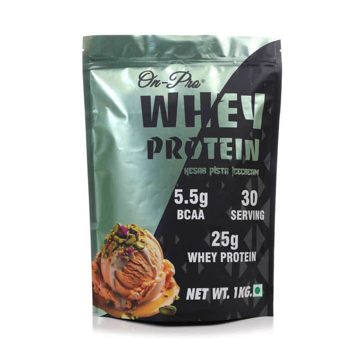 ONPRO WHEY PROTEIN 1KG POUCH (KESAR PISTA ICE CREAM FLAVOUR)